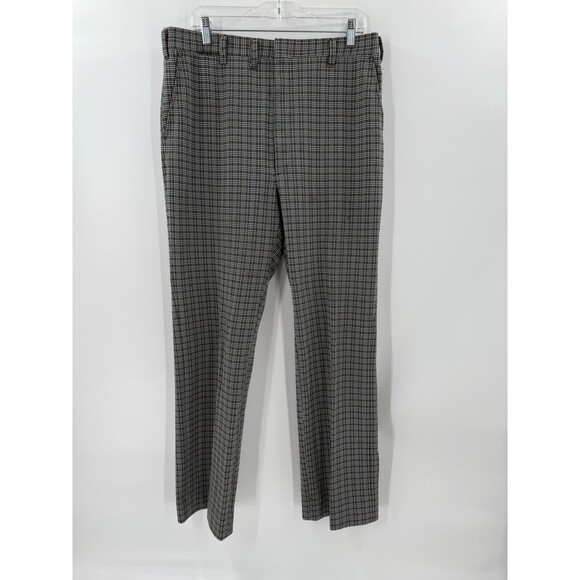 Vintage 70's Wash & Wear Men's 36" x 32" Plaid Polyester Knit Retro Disco Pants - Picture 6 of 11